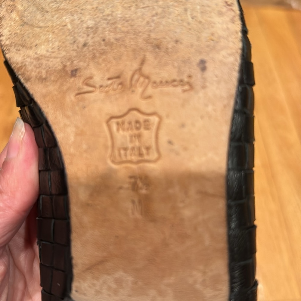 Black Weaved Pattern Leather Flats - image 4